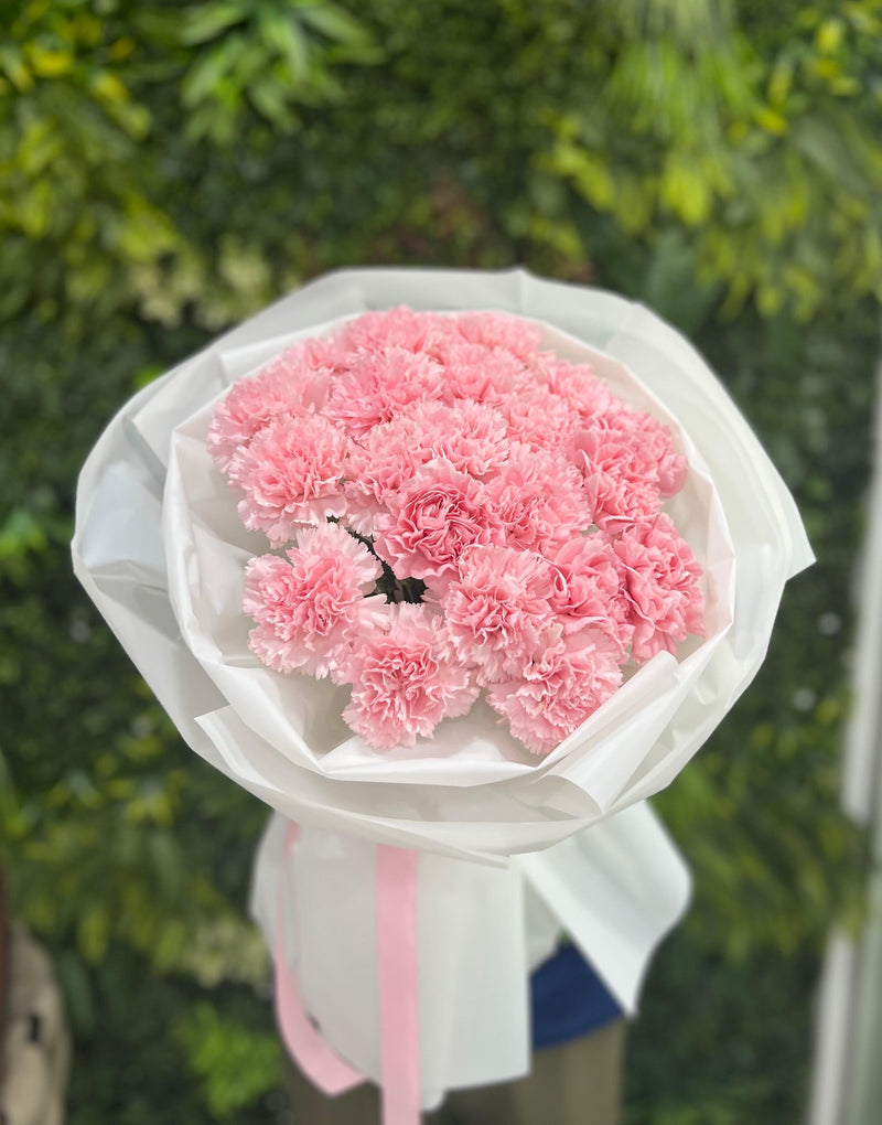 21 pink carnation bouquet