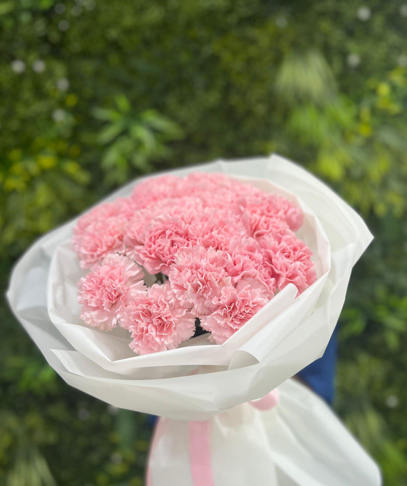 21 pink carnation bouquet