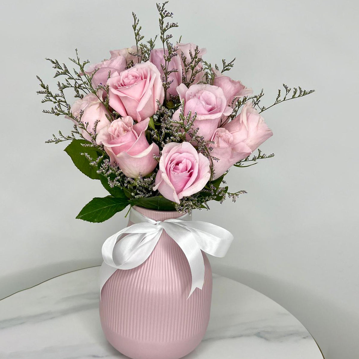 12 Roses in Blush Vase