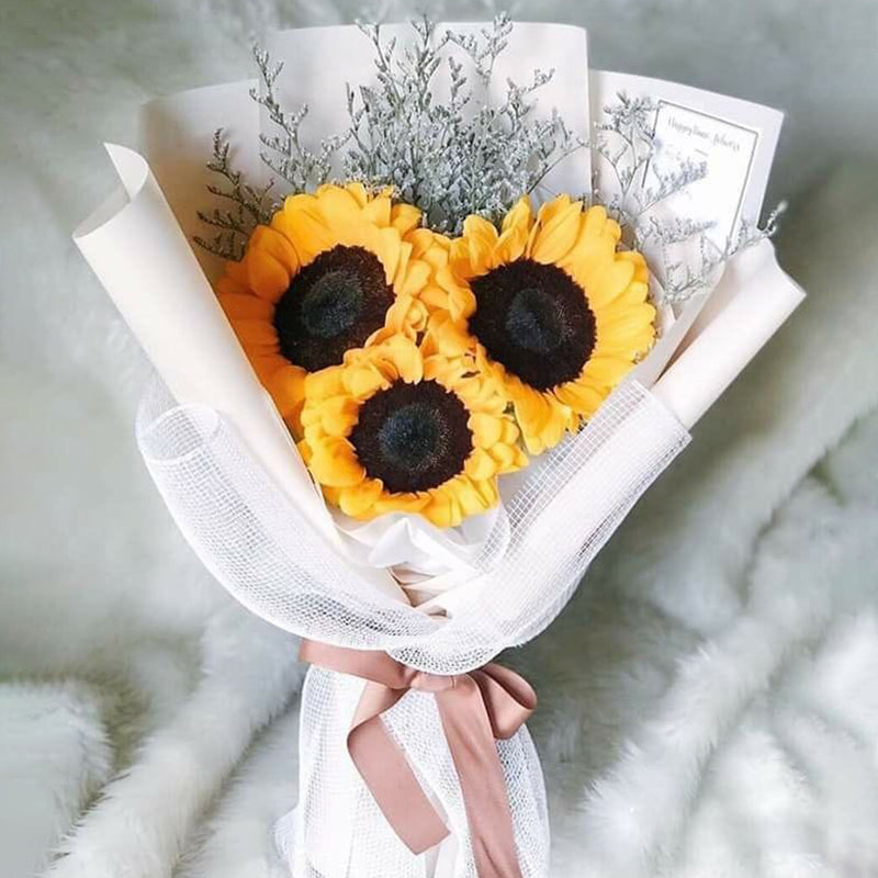 Sunflower Trio in White