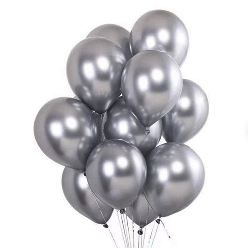 10 Silver Chrome Helium Balloons