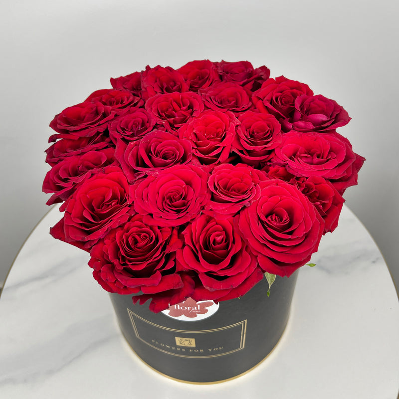 Black Box with 21 Red Roses