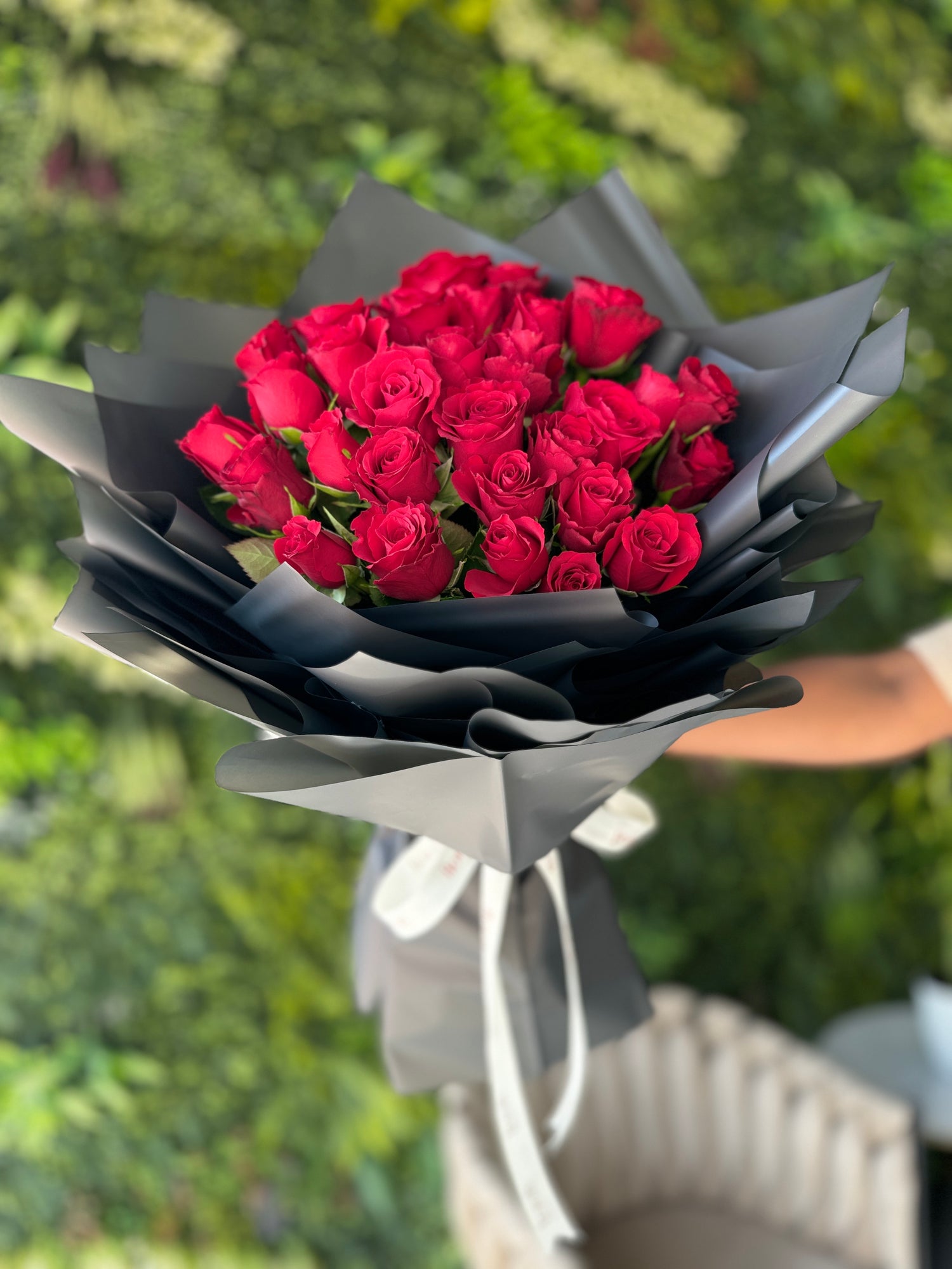 31 Red Roses in Black