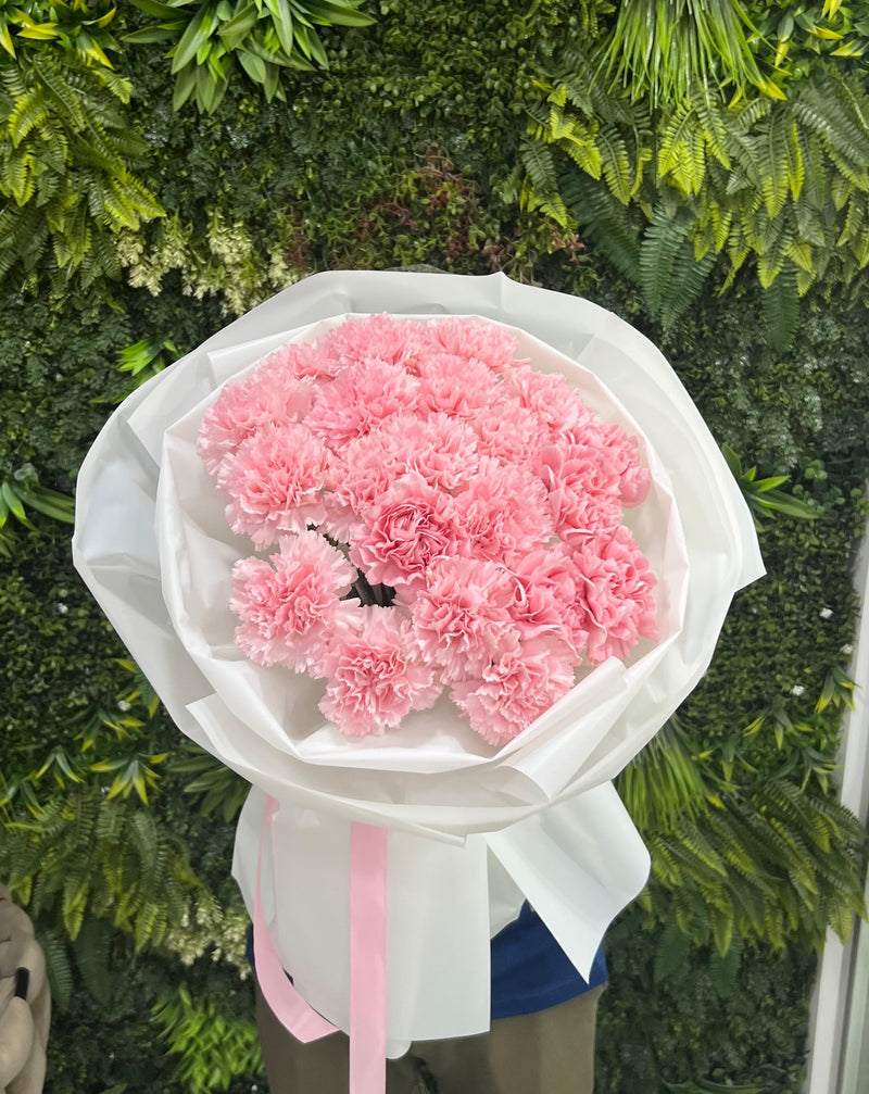 21 pink carnation bouquet