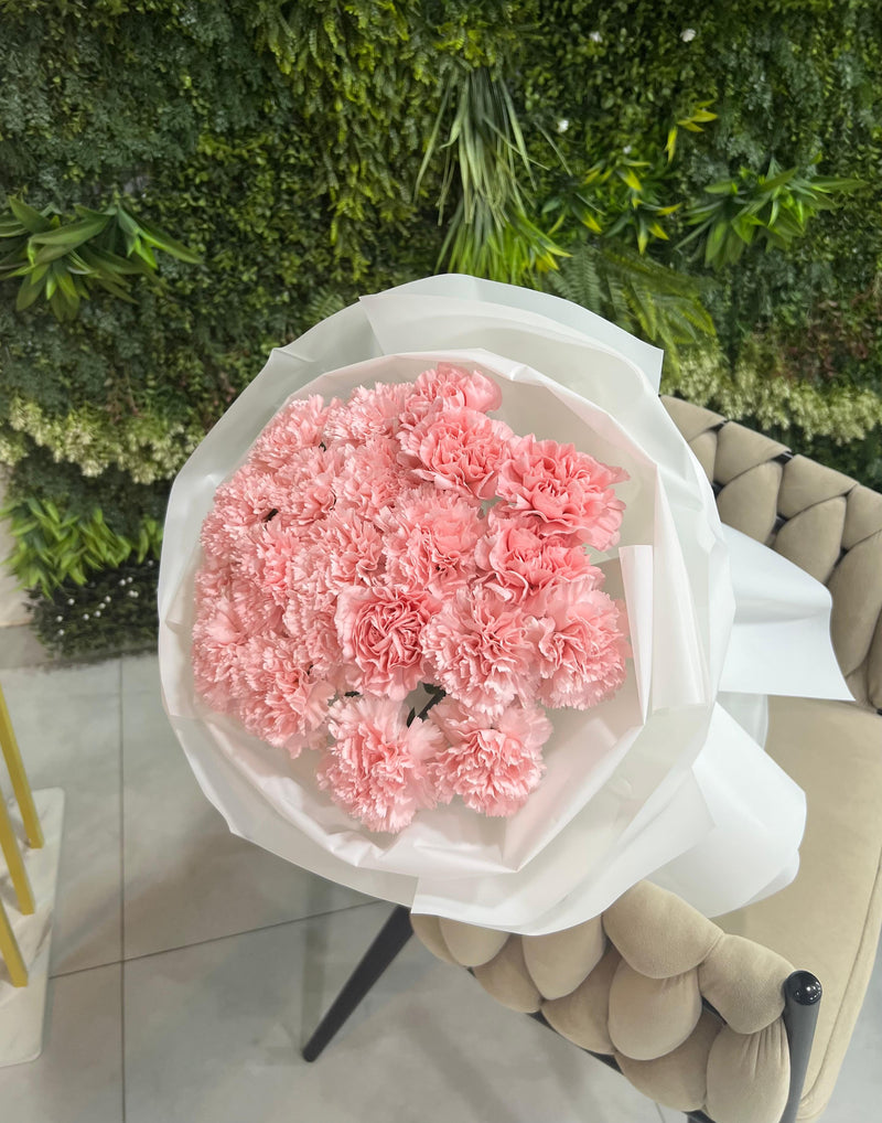 21 pink carnation bouquet